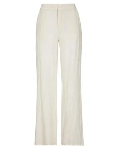 8 By Yoox Linen High-waist Wide Leg Pants Woman Pants Cream Size 12 Linen In White