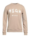 Msgm Man Sweatshirt Beige Size S Cotton