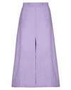 8 By Yoox Linen Front Slit Midi Skirt Woman Midi Skirt Lilac Size 12 Wool In Purple