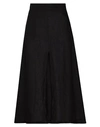 8 By Yoox Linen Front Slit Midi Skirt Woman Midi Skirt Black Size 12 Wool