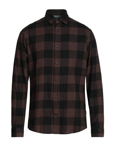 Jack & Jones Man Shirt Brown Size S Cotton