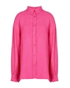8 By Yoox Linen Essential Shirt Woman Shirt Fuchsia Size 12 Linen In Pink