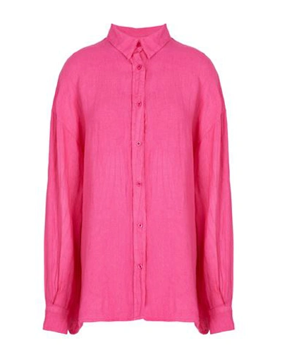 8 By Yoox Linen Essential Shirt Woman Shirt Fuchsia Size 12 Linen In Pink