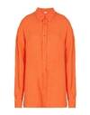 8 By Yoox Linen Essential Shirt Woman Shirt Orange Size 12 Linen