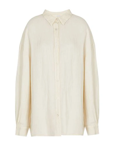 8 By Yoox Linen Essential Shirt Woman Shirt Cream Size 12 Linen In White