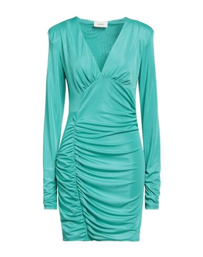 Vicolo Woman Mini Dress Turquoise Size M Polyester, Elastane In Blue