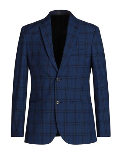 Topman Man Blazer Blue Size 40 Polyester, Viscose