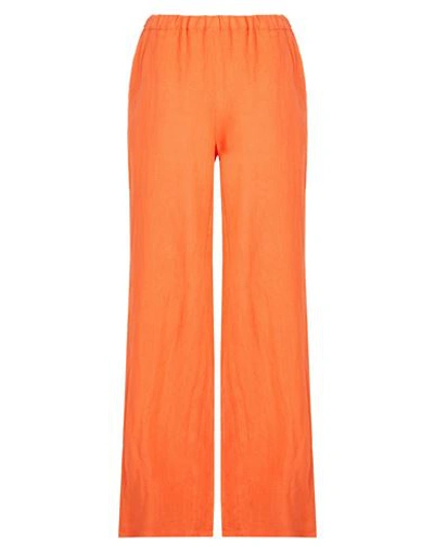 8 By Yoox Linen Pull-on Pants Woman Pants Orange Size 12 Linen