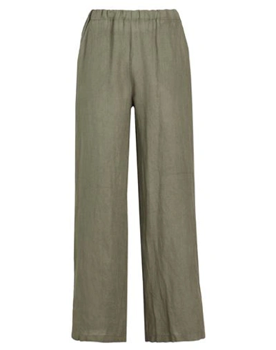 8 By Yoox Linen Pull-on Pants Woman Pants Military Green Size 12 Linen