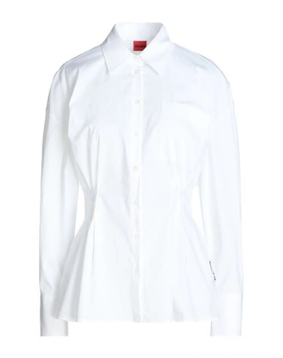 Hugo Woman Shirt White Size 4 Cotton, Elastane