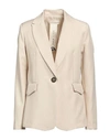 Haveone Woman Suit Jacket Beige Size Xl Polyester