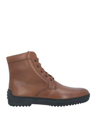 Tod's Man Ankle Boots Tan Size 9 Leather In Brown