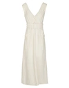8 By Yoox Linen Belted Midi Dress Woman Midi Dress Cream Size 12 Linen In White