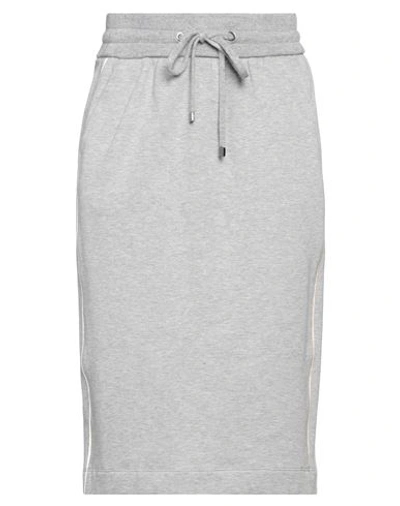 Peserico Woman Midi Skirt Grey Size 8 Cotton, Elastane, Merino Wool, Cashmere