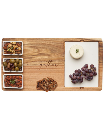 Maple Leaf At Home Charcuterie Stacked Acacia Fete Set Tray