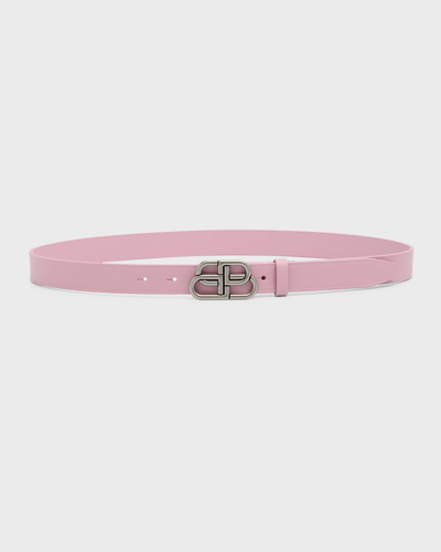 Balenciaga Bb-buckle Leather Belt In 6904 Powder Pink