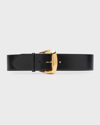 Alexander Mcqueen Geometric Buckle Waist Belt In Black