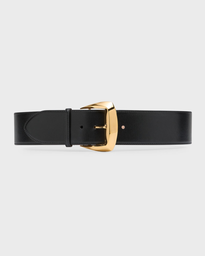 Alexander Mcqueen Geometric Buckle Waist Belt In Black