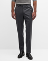 Canali Men's Melange Flat-front Trousers In Grey