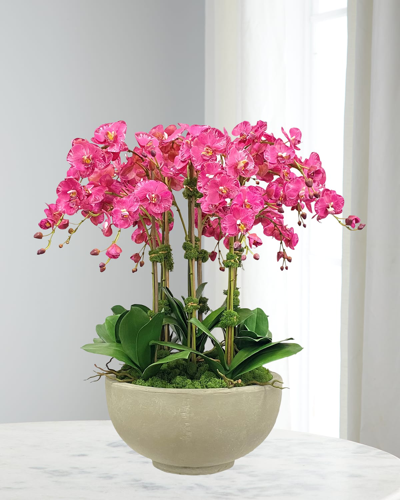 Winward Orchid Faux Floral Arrangement In Bowl In Yellow