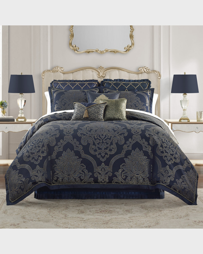 Waterford Vaughn 6 Piece Comforter Set, California King In Navy,gold