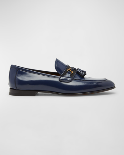 Tom Ford Men's Sean Patent Leather Tassel Loafers In Royal Blue