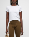 Majestic Crewneck Short-sleeve Cotton Silk Touch T-shirt In White
