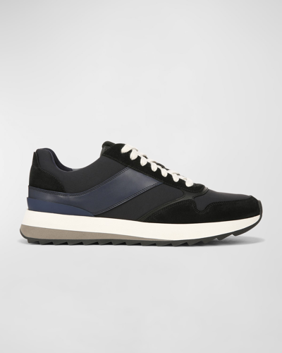 Vince Men's Edric Vintage Leather And Suede Trainers In Black