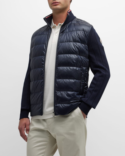 Moncler Men's Padded Cardigan In Navy