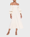 Cult Gaia Ida Off-the-shoulder Ruffled Linen-blend Midi Dress In Off White