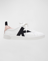 Kate Spade Signature Leather Colorblock Low-top Sneakers In Tru Wht/ Mch Pnk/