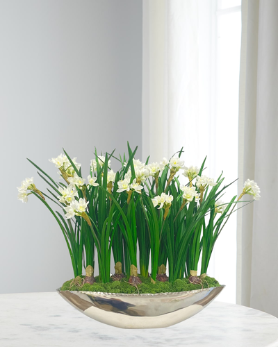 Winward Narcissus Faux Plant In Aluminum Vase In Transparent