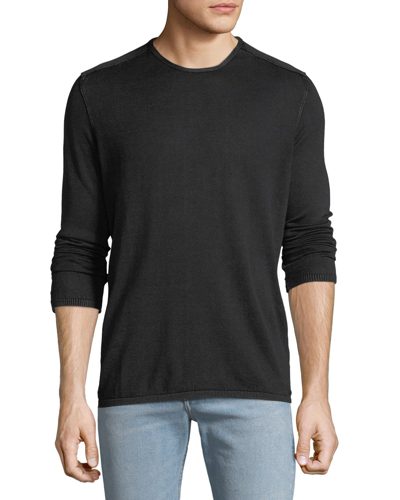 John Varvatos Long Sleeve Cotton Crewneck Tee In Black