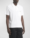 Palm Angels Cotton Polo With Hemline Slits And Ribbed Collar In White Off