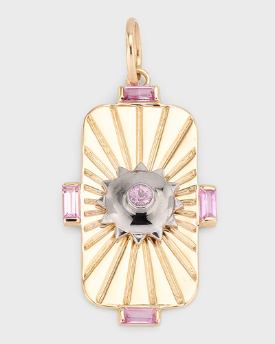 Kastel Jewelry 14k Yellow Gold Textured Pendant With Pink Sapphires