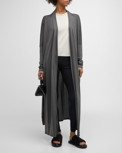 Lunya Organic Pima Cotton Longline Cardigan In Meditative Grey