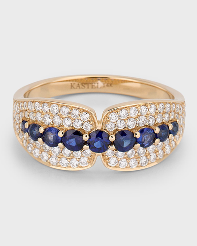 Kastel Jewelry 14k Albi Blue Sapphire And Diamond Band Ring
