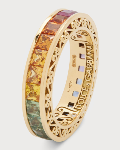 Dolce & Gabbana 18k Yellow Gold Multicolor Sapphire Band Ring