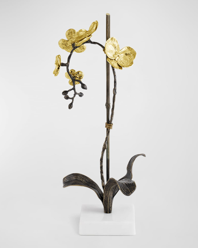 Michael Aram Gold Orchid Small Stem Sculpture In Brown