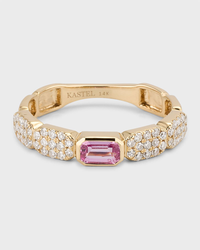 Kastel Jewelry 14k Chemin Pink Sapphire And Diamond Pave Band Ring In Gold