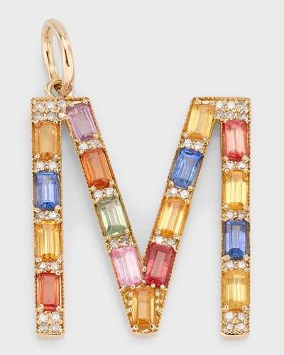 Kastel Jewelry Multi-sapphire And Diamond Initial Pendant, M