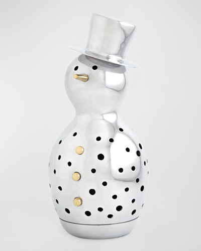 Nambe Snowman Luminary In Silver