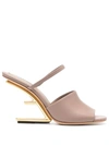 Fendi Leather High-heeled Sandals In Brown