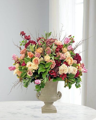 Winward Cafe Au Lait Faux Floral Arrangement In Urn