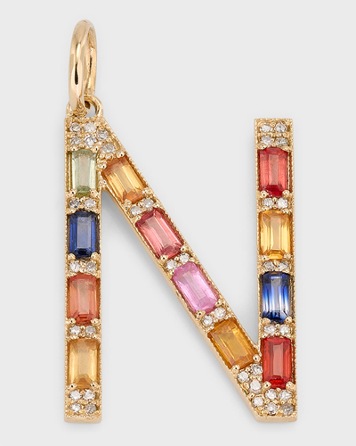 Kastel Jewelry Multi-sapphire And Diamond Initial Pendant, N