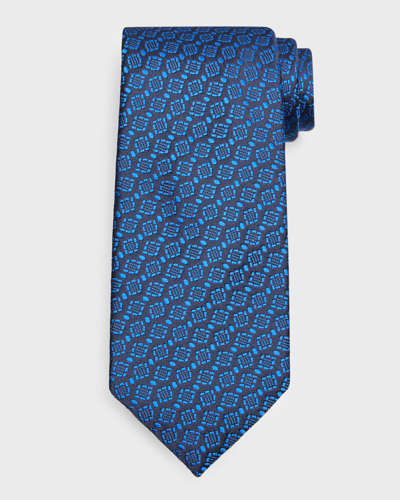 Charvet Men's Geometric Jacquard Silk Tie In Blue