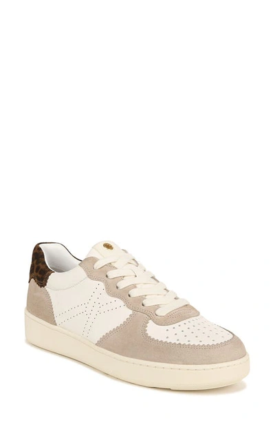 Veronica Beard Lennox Mixed Leather Low-top Sneakers In Beige