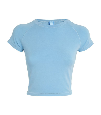 Skims Womens Iris Blue Vintage Cropped Stretch-cotton T-shirt