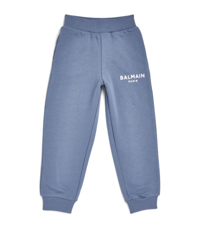 Balmain Kids' Logo Cotton Sweatpants In Blue