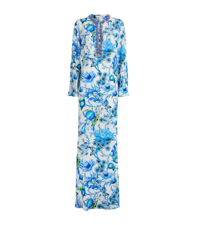 Mary Katrantzou Collins Floral-print Silk Maxi Dress In All Over Repeat Blue